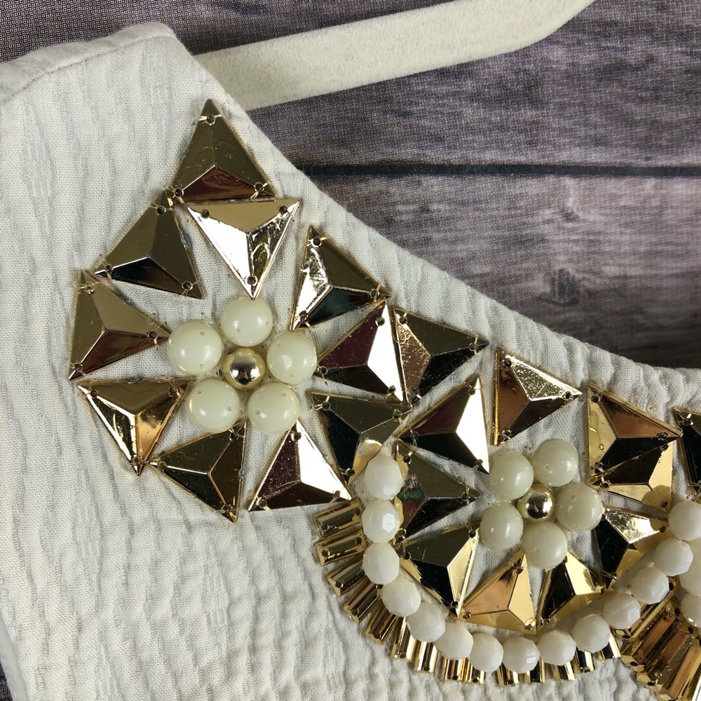 Milly New York ivory gold beaded sleeveless dress - Picture 5 of 8